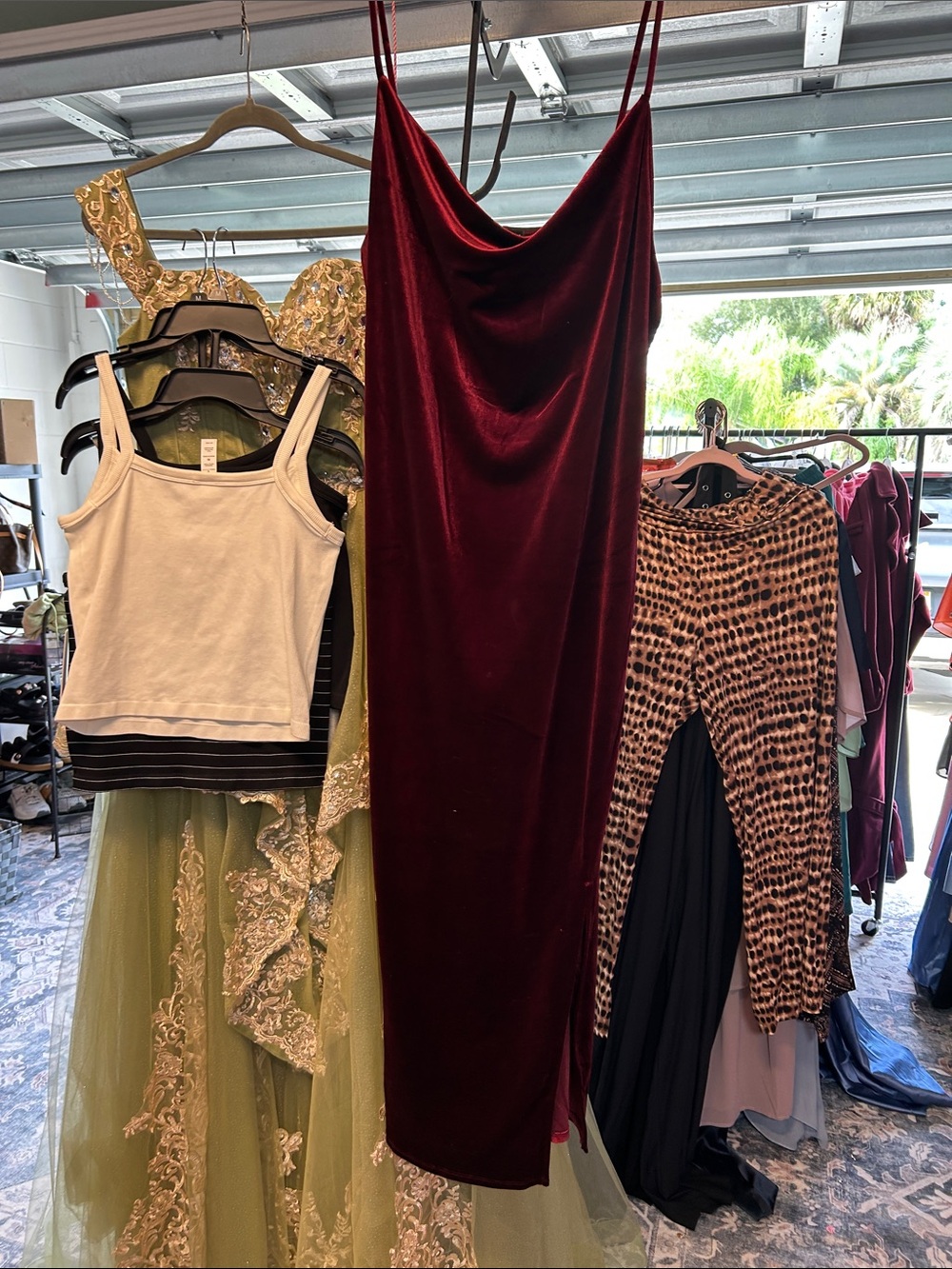 Velvet Cowl-Neck Maxi Skirt — Burgundy